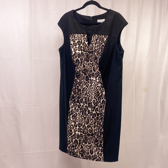 Women's Illusion Dress Sexy Leopard Print Classic Sheath Dress Barn Outfit Lady - Picture 3 of 13